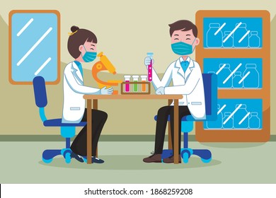 Scientist Profession with vector illlustration. Flat design with cartoon characters.