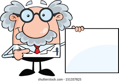 Scientist Or Professor Showing A Blank Sign