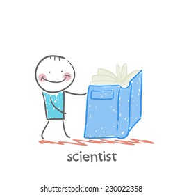 scientist reading a book