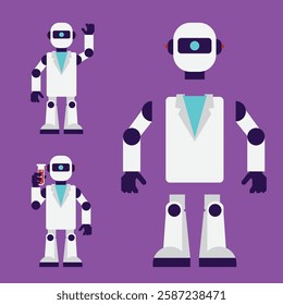 a Scientist robot in a flat style for design element