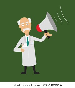 Gelehrte, die auf einer Vektorgrafik von Megaphone schreien