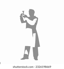 Scientist Silhouette with Laboratory Equipment , Science and Research Vector Design