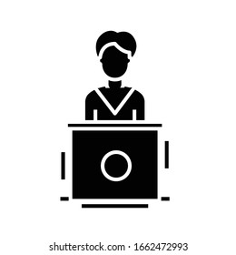 Icono de voz negra, ilustración conceptual, símbolo plano vectorial, signo de glifo.