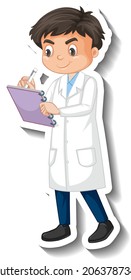 Cartoon-Zeichenaufkleber für wissenschaftliche Studierende