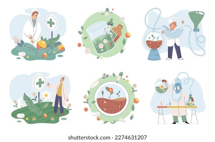 Scientist study research liquid medicine from natural herbal. Medical marijuana research. Modern and traditional medical, Alternative organic herbal drug and chemical medicine. Homeopathy healthcare