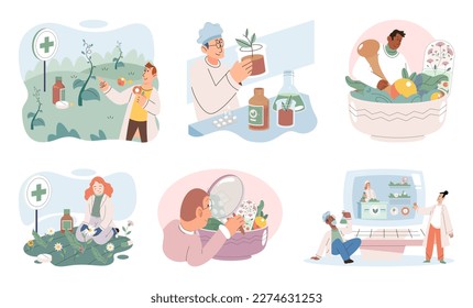 Scientist study research liquid medicine from natural herbal. Medical marijuana research. Modern and traditional medical, Alternative organic herbal drug and chemical medicine. Homeopathy healthcare