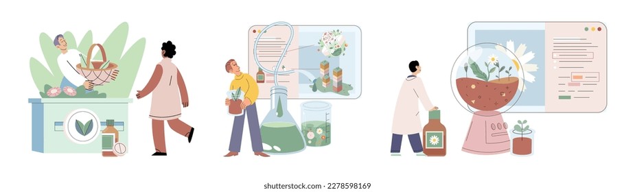 Los científicos investigan medicina líquida de hierbas naturales. Investigación médica sobre la marihuana. Medicina médica moderna y tradicional, Medicamento vegetal alternativo orgánico y medicina química. Salud de la homeopatía