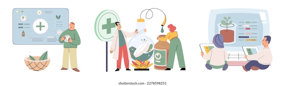 Los científicos investigan medicina líquida de hierbas naturales. Investigación médica sobre la marihuana. Medicina médica moderna y tradicional, Medicamento vegetal alternativo orgánico y medicina química. Salud de la homeopatía