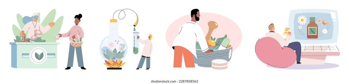 Scientist study research liquid medicine from natural herbal. Medical marijuana research. Modern and traditional medical, Alternative organic herbal drug and chemical medicine. Homeopathy healthcare
