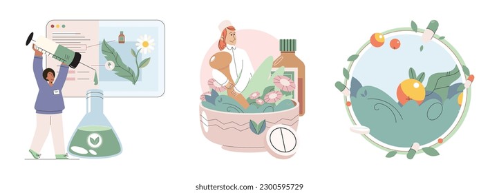 Scientist study research liquid medicine from natural herbal. Medical marijuana research. Modern and traditional medical, Alternative organic herbal drug and chemical medicine. Homeopathy healthcare