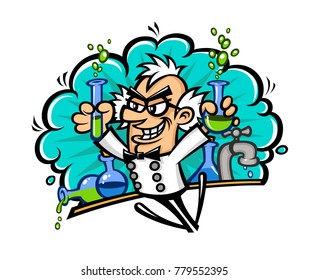 Scientist in the style of the cartoon. Isolated object on white background. Vector illustration. Flat vector illustration. Characters design.