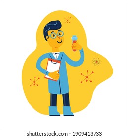 scientist stylized vector illustration isolated on a white background