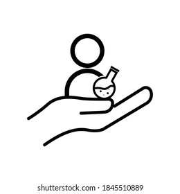 Scientist symbol. hand line icon with person. Design template vector