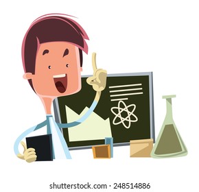 Scientist teaching the science vector illustration cartoon character