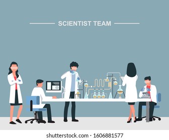 scientist teamwork ,Vector illustration cartoon character.