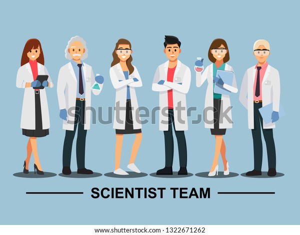 scientist teamwork ,Vector illustration\
cartoon character.