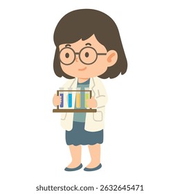 Scientist with Test Tubes Illustration cartoon