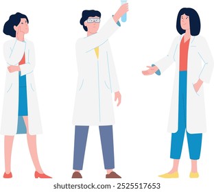 Scientist thinking about chemical experiment. Laboratory research team