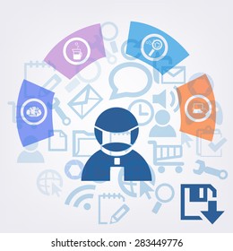 Scientist thinking how to solve problem with structure design