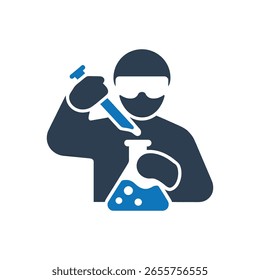 Scientist Using Pipette Icon Isolated On White Background