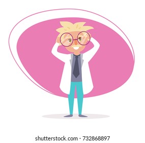Scientist. Vector. Cartoon. Isolated art on white background. Flat