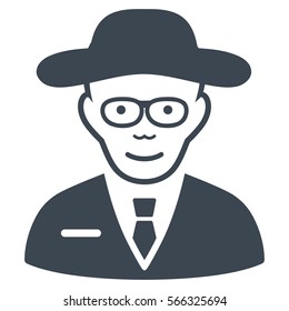 Scientist vector icon. Flat smooth blue symbol. Pictogram is isolated on a white background. Designed for web and software interfaces.