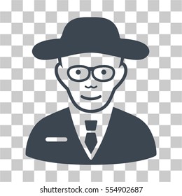 Scientist vector icon. Illustration style is flat iconic smooth blue symbol on a chess transparent background.