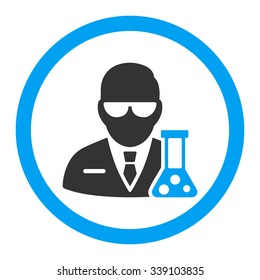Scientist vector icon. Style is bicolor flat rounded symbol, blue and gray colors, rounded angles, white background.