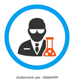 Scientist vector icon. Style is flat rounded symbol, bright colors, rounded angles, white background.
