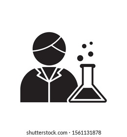 Scientist vector illustration with simple black and white design. Scientist icon 