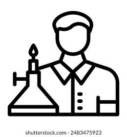 Scientist Vector Line Icon Design