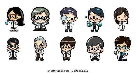 Scientist vector set collection graphic clipart design