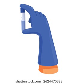 Scientist wearing a blue glove holding a test tube during an experiment in a laboratory