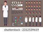 Scientist Woman Character Constructor with Face Expressions, Equipment, Gestures and Lip-Sync