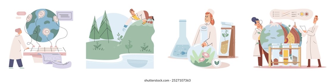 Scientist woman. Vector illustration. Biochemists explore chemical processes occur within living organisms Medical research is essential for understanding diseases and developing treatments Scientists