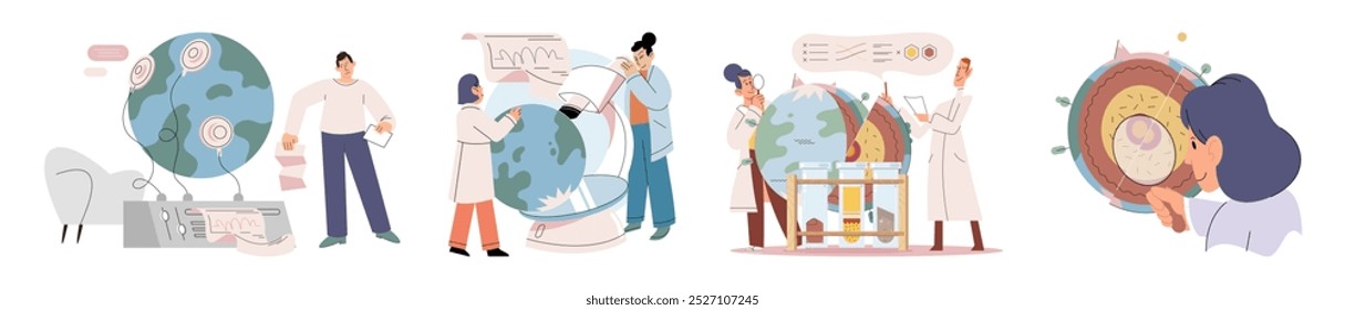 Scientist woman. Vector illustration. Chemistry plays vital role in various scientific disciplines Scientific experiments provide opportunities for discovery and innovation Nanotechnology