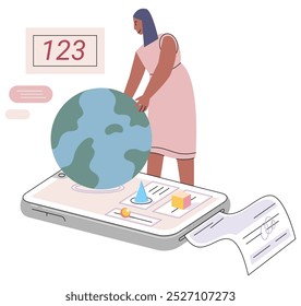 Scientist woman. Vector illustration. Inventions in biotechnology have transformed various industries Women scientists contribute to advancement scientific knowledge and innovation Scientific research