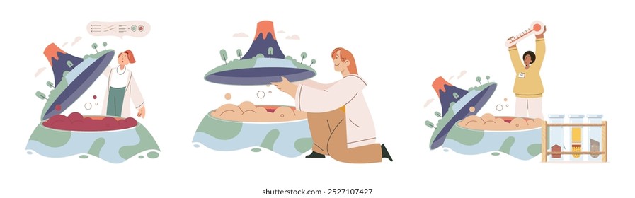 Mulher cientista. Ilustração vetorial. Invenções de cientistas transformaram a maneira como vivemos e trabalhamos Mulheres cientistas contribuem significativamente para vários campos da pesquisa científica O laboratório serve