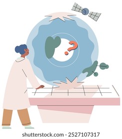 Scientist woman. Vector illustration. The lab serves as hub for scientists to conduct experiments and make breakthroughs The scientist woman metaphor represents strength and resilience women