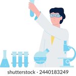 Scientist work in laboratory with glass equipment. Research experiment