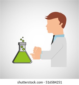 scientist worker research filled beaker vector illustration eps 10