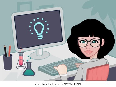 Scientist working in her desk