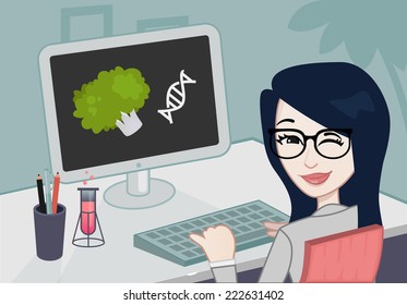 Scientist working in her desk