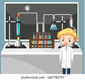 Científico trabajando en la ilustración del laboratorio