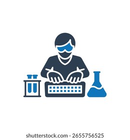 Scientist Working Laboratory Icon Isolated On White Background