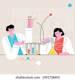 científico trabajando en la ilustración de vector de laboratorio