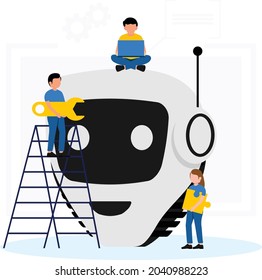 Scientist Working on Robotic AI Concept