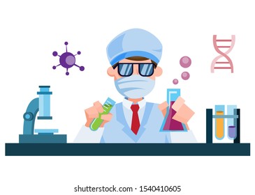 the scientist working research in laboratory flat illustration vector