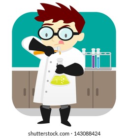 A scientist works on mixing chemicals for an experiment in the laboratory.