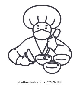 scientist,research lab,tests,experiments vector line icon, sign, illustration on background, editable strokes